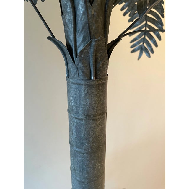 Metal 1980s Ralph Lauren Style Sarreid Metal Palm Tree Table Lamp For Sale - Image 7 of 11