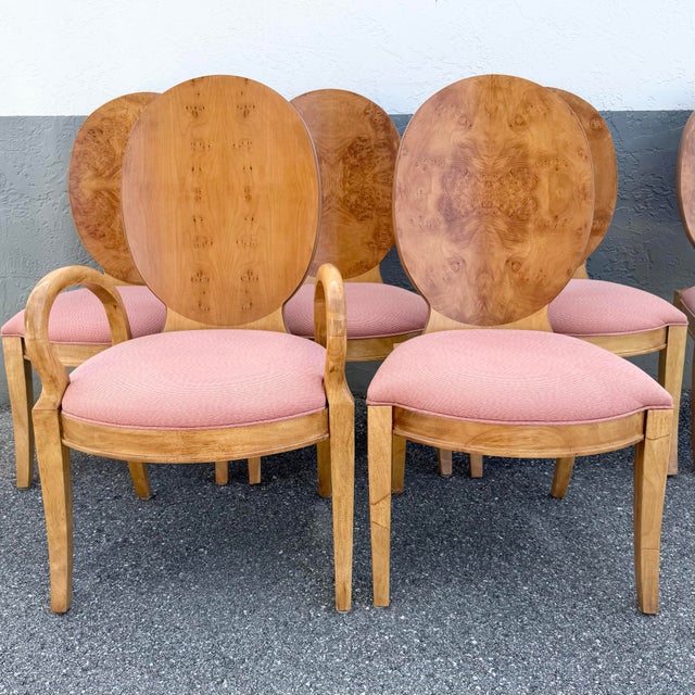 French Provincial French Provincial Omni Collection Burlwood Dining Chairs by Century Furniture - Set of 8 For Sale - Image 3 of 12