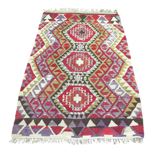 Mid 20th Century Vintage Small Aesthetic Handwoven Turkish Kilim Rug