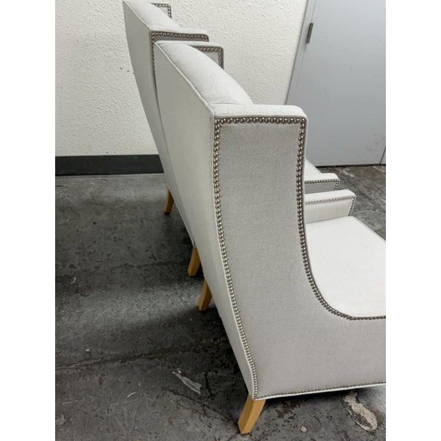 Custom Kravet Contemporary Slope Arm Chairs, Pair For Sale - Image 9 of 12