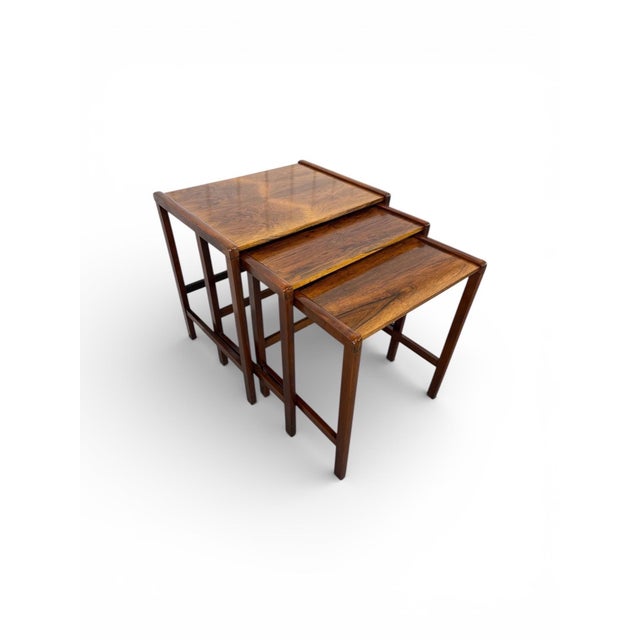 Mid-Century Modern Mid-Century Danish Modern Rosewood Nesting Tables - Set of 3 For Sale - Image 3 of 6