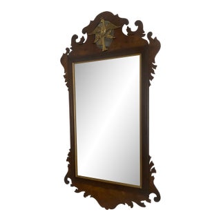 Vintage Hepplewhite Mirror With Brass Ornament For Sale