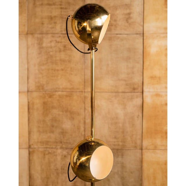 1970s Brass Double Eyeball Floor Lamp For Sale - Image 4 of 8