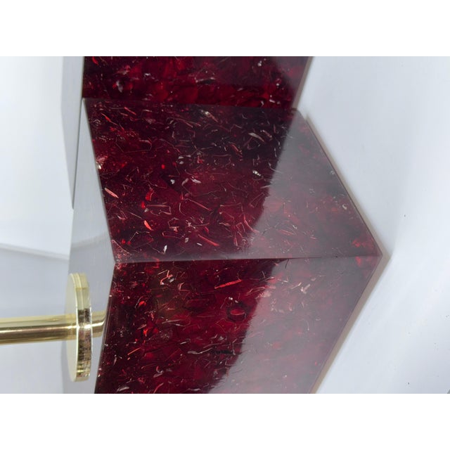 Pair of Stunning Red Fractal Resin Lamps For Sale - Image 4 of 12