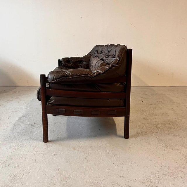 Mid-Century Modern Mid-Century Swedish Leather Sofa by Sven Ellekaer for Coja, 1970s For Sale - Image 3 of 15