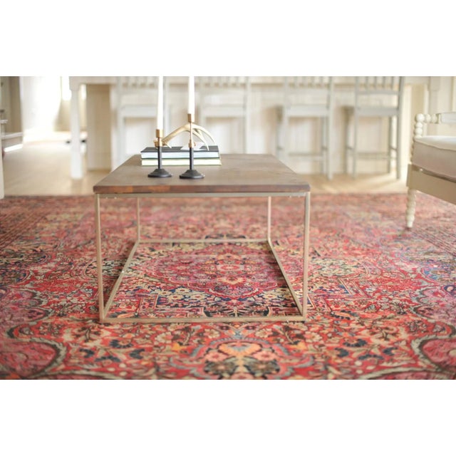 1920s Antique Madonna Botanical Rug, 10.8 x 14.3 For Sale - Image 5 of 11