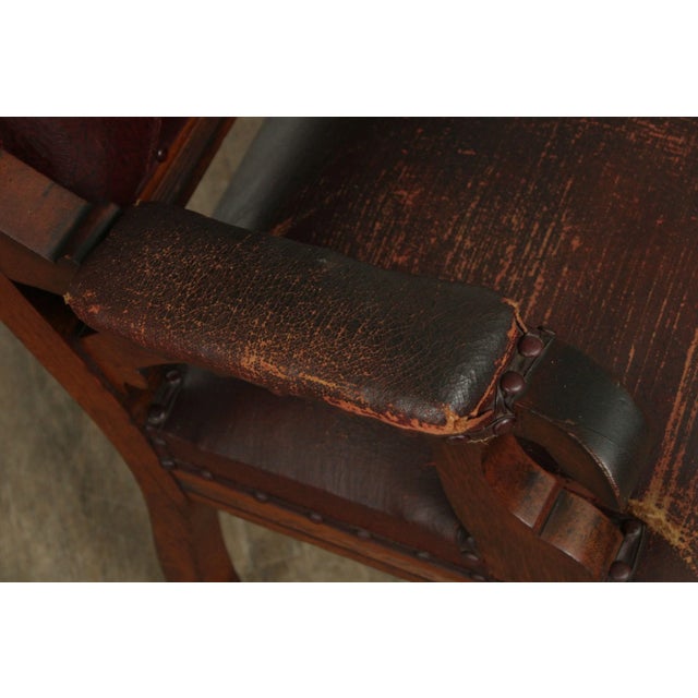 Antique Victorian Oak High Back Masonic Armchairs - A Pair For Sale - Image 10 of 13