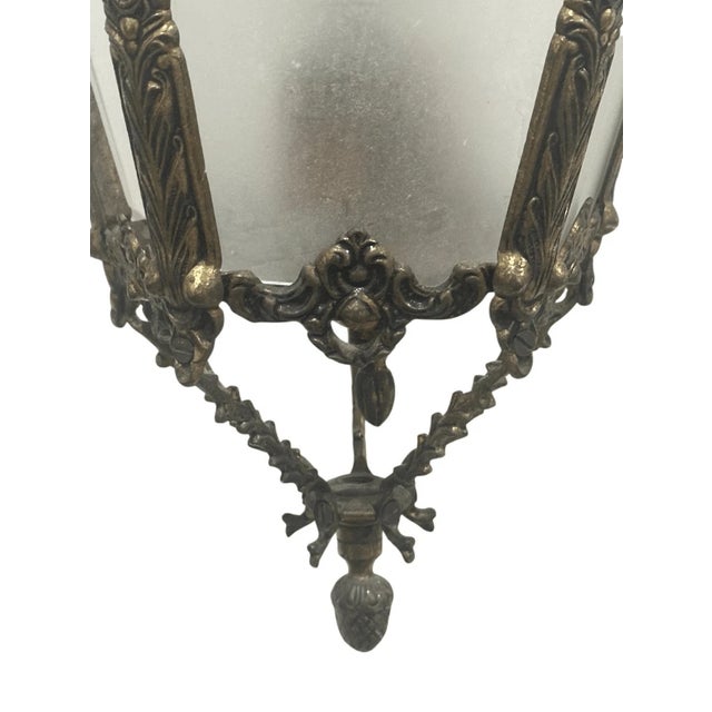 Vintage Neoclassical / Victorian Style Frosted Glass Wired Pendant Light For Sale In Pittsburgh - Image 6 of 9