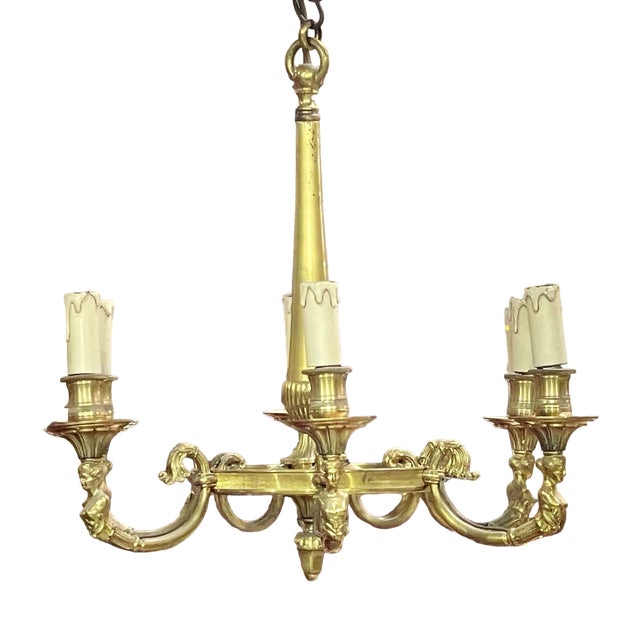 Bronze Chandelier with 6 Lights, 1950s For Sale