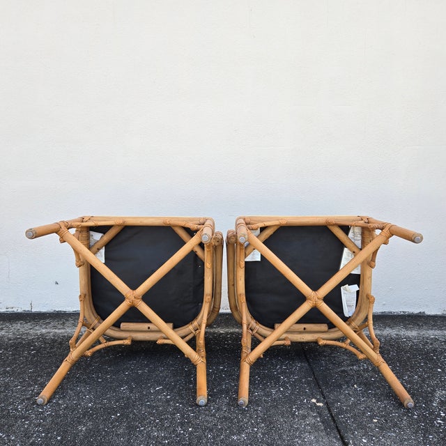 Late 20th Century Lexington Chinese Chippendale Faux Bamboo Rattan Dining Arm Chairs, Set of 4 For Sale - Image 13 of 15