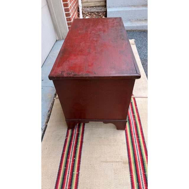 Farmhouse Antique Pennsylvania Red Painted Blanket Chest, Circa 1830s For Sale - Image 3 of 13