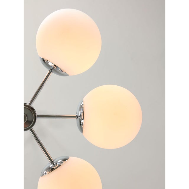 Italian Space Age Sputnik Chrome and Opaline Chandelier, 1970s For Sale - Image 6 of 18