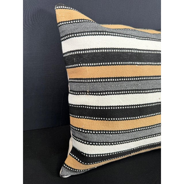 Turkish Hemp Pillow Cushion Natural Beige Black Cushion Cover 20"x20" #18169 Enhance your home decor with our Kilim Pillow...