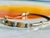 Victorian Mid Century 18k Yellow Gold Florentine Finish Diamond and Crescent Bangle Bracelet For Sale - Image 3 of 15