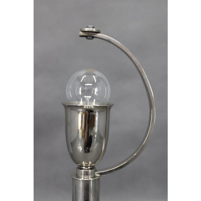 Metal Art Deco Nickel Table Lamp, Czech, 1930s For Sale - Image 7 of 12