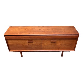 European Mid Century Modern Teak Credenza With Accordion Doors by White & Newton, Uk c.1960 For Sale
