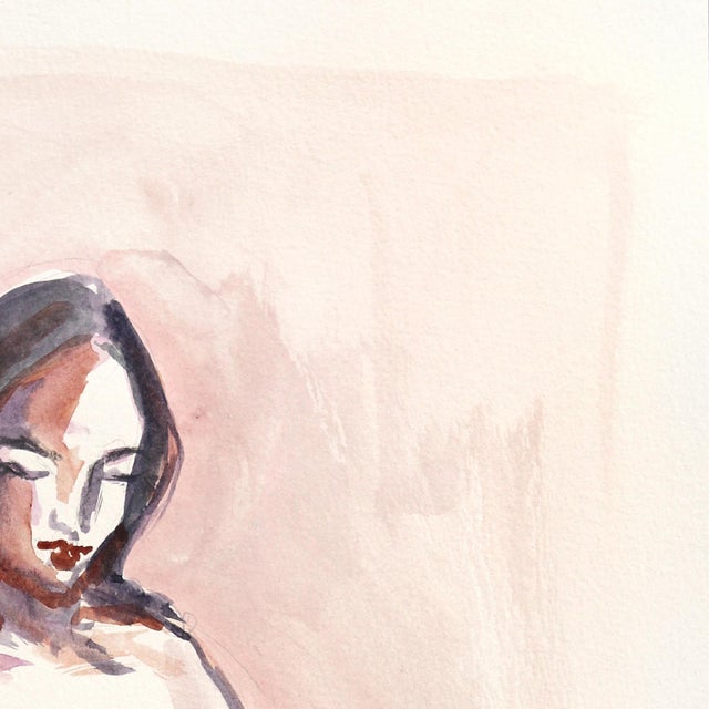 Figurative Figure v - Figurative Elegant Feminine Watercolor Portrait Painting on Paper Original Artwork by Ama Liyanage For Sale - Image 3 of 7