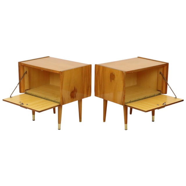 Brown Vintage Rockabilly Nightstands in Light Wood, 1970s, Set of 2 For Sale - Image 8 of 18
