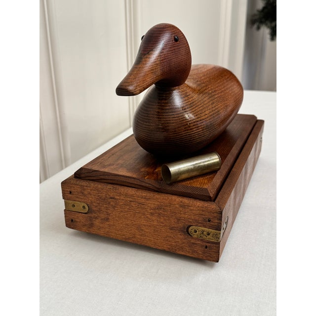 Wood Americana Duck Decoy Solid Wood & Brass Decorative Lidded Box For Sale - Image 7 of 12