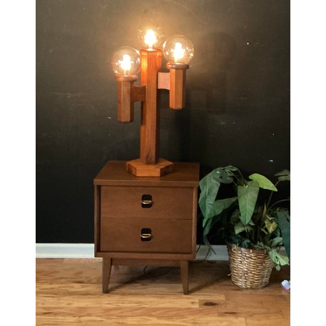 Vintage 70s Modeline of California Pine Cactus Table Lamp With Glass Globes For Sale - Image 12 of 12