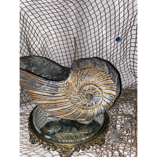 Nautilus Shell Planter, Mid Century Modern. Cast Iron Nautilus Shell Planter. For Sale - Image 9 of 11