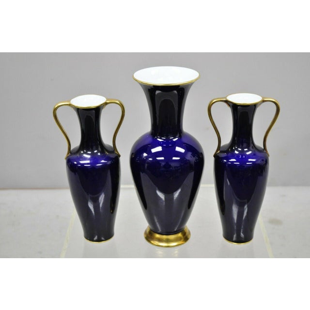 Royal Porzellan Bavaria Kpm Echt Cobalt Blue Porcelain Twin Handle Vase