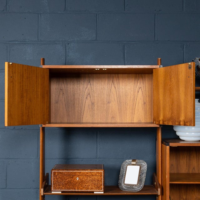 Vintage 20th Century Italian Modular Teak Wall Cabinet, 1960s For Sale - Image 9 of 18