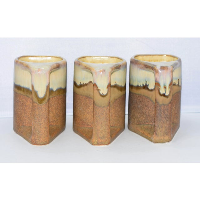 1970s Mid-Century Rodolfo Padilla Drip Glaze Pottery Coffee Mugs 3 Piece Coffee Mug Set For Sale - Image 5 of 8