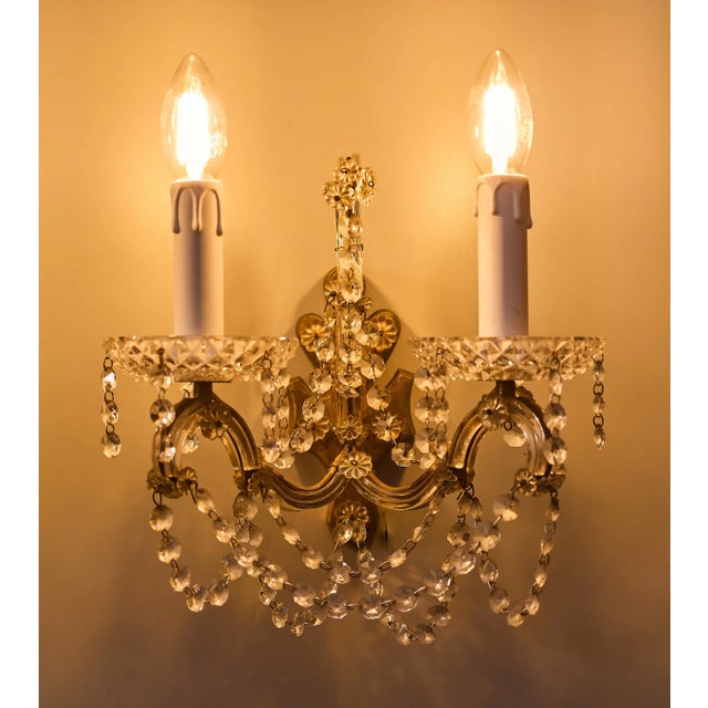 Wall Lamps with Crystal Trimmings, Set of 3 For Sale - Image 6 of 12