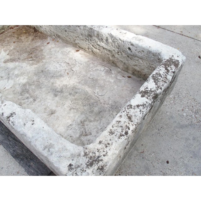 A Wide 18th Century Carved Limestone Trough From the South of France For Sale - Image 10 of 18