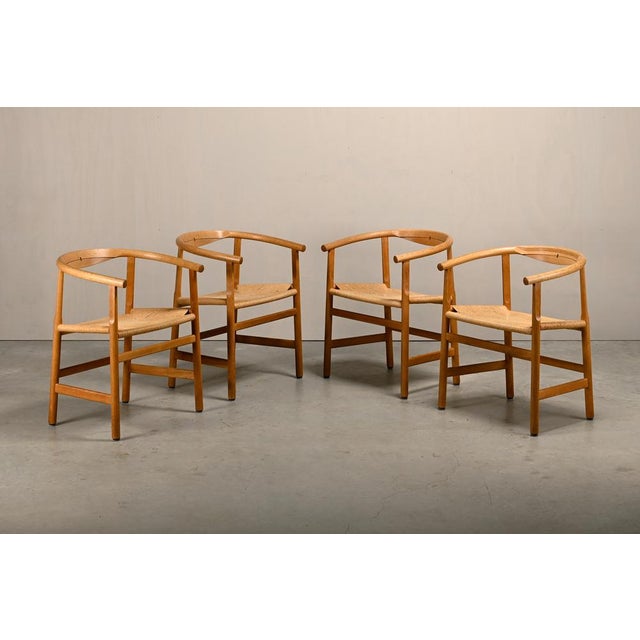 Model PP201 Dining Chairs in Oak and Papercord Seats by Hans J. Wegner for PP Møbler, 1970s, Set of 4 For Sale - Image 4 of 18