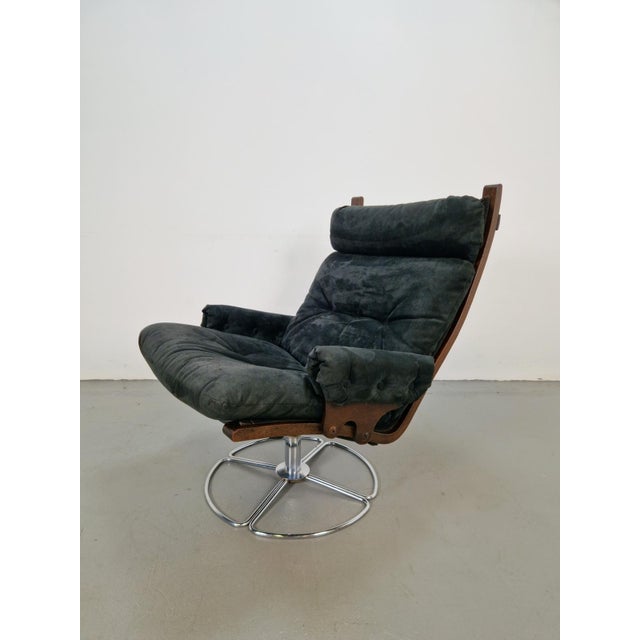 Vintage Black Alcantara Lounge Chair by Bruno Mathsson for Dux, 1960s For Sale - Image 9 of 13