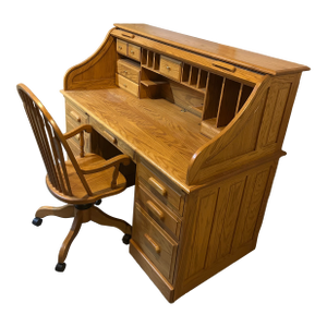Artisan Amish-Crafted Solid Wood Desk & Chair Set (Ohio, C. 2000)