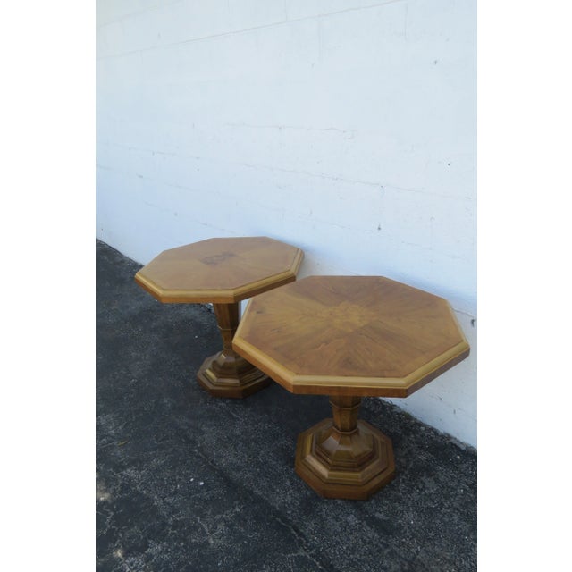 Weiman Mid Century Modern Octagon Pair of Side End Tables For Sale - Image 10 of 13