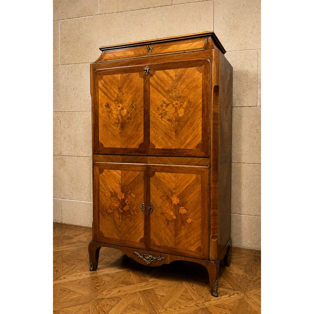 Louis XV Style Marquetry Drop-Front Secretaire, 1900s For Sale - Image 10 of 12