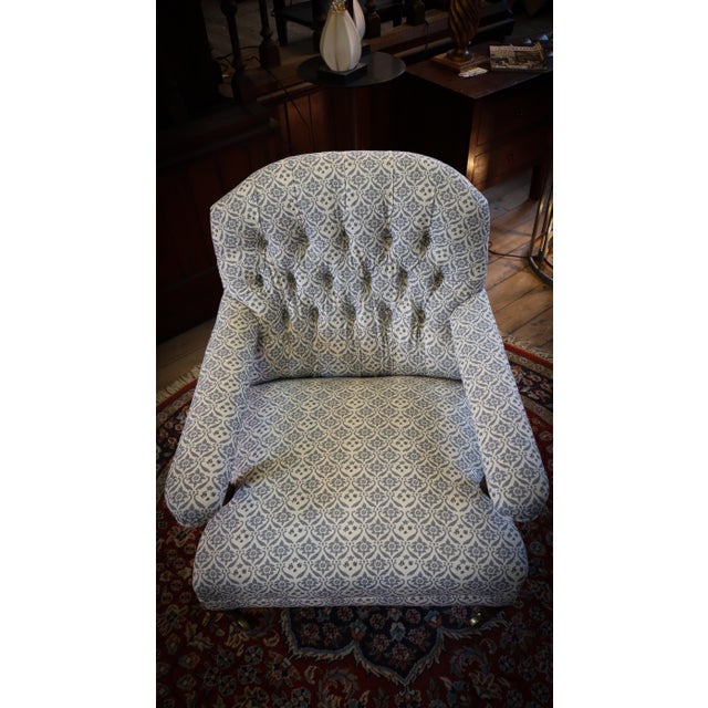 Buttoned Lounge Chair in Ticking Fabric from Howard & Sons For Sale - Image 9 of 18