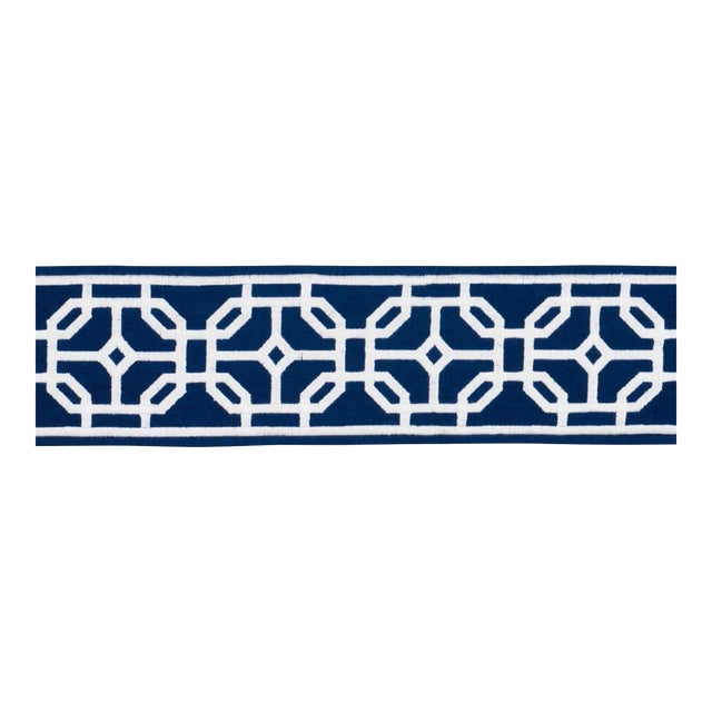 SAMPLE - Schumacher Gazebo Trellis Tape In Navy For Sale