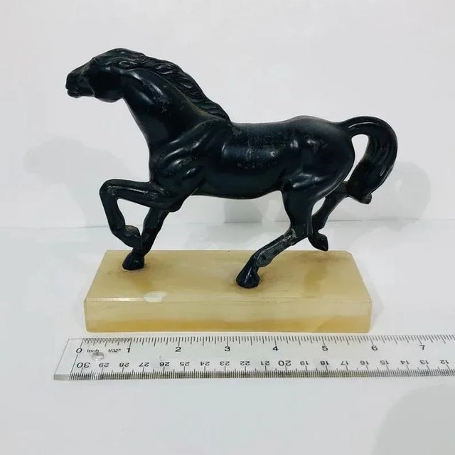 Black Early 1900s Spelter Horse Figure With Marble Base For Sale - Image 8 of 9