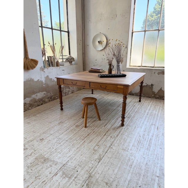 Large Oak Square Conference Table, 1950 For Sale - Image 17 of 18