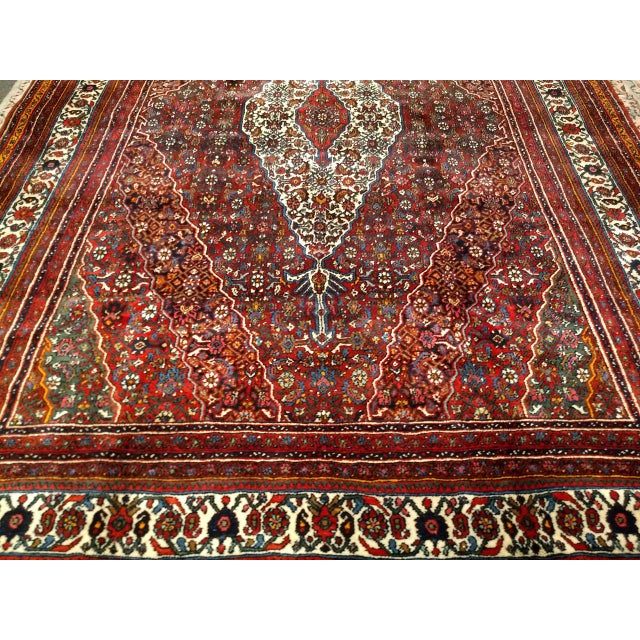 Vintage Persian Bibikabad Rug, Hand-Knotted Wool, Geometric Pattern, Rust Red & Blue, 9x13 For Sale - Image 16 of 18