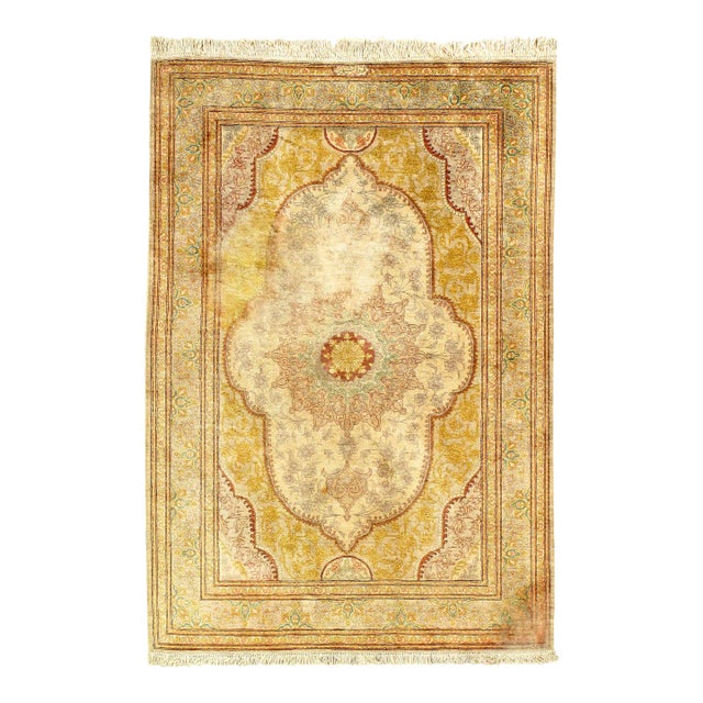 2020s Persian Fine Hand Pure Silk Qum Rug For Sale