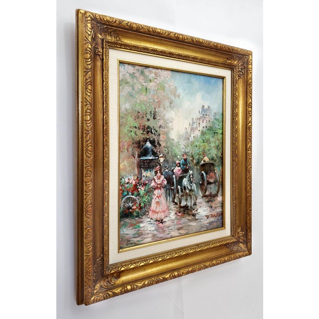 Street Art Mid 20th Century French Parisian Scene Framed Oil Painting by J. Gaston For Sale - Image 3 of 14