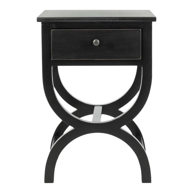 Contemporary Nightstand With Storage Drawer in Black For Sale
