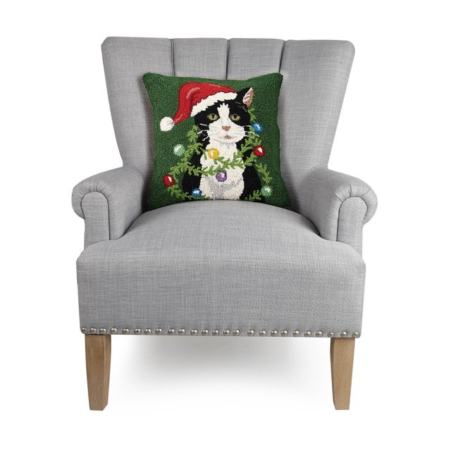 A festive way to spruce up your home for the holidays and winter season! 100% wool hooked throw pillow / accent pillow....