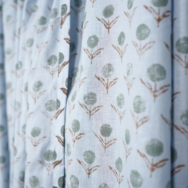 “Viscose Colored Linen Block Print Ring Curtain – Semi-Sheer Size,54"X63"- Genda Pushp For Sale - Image 4 of 7