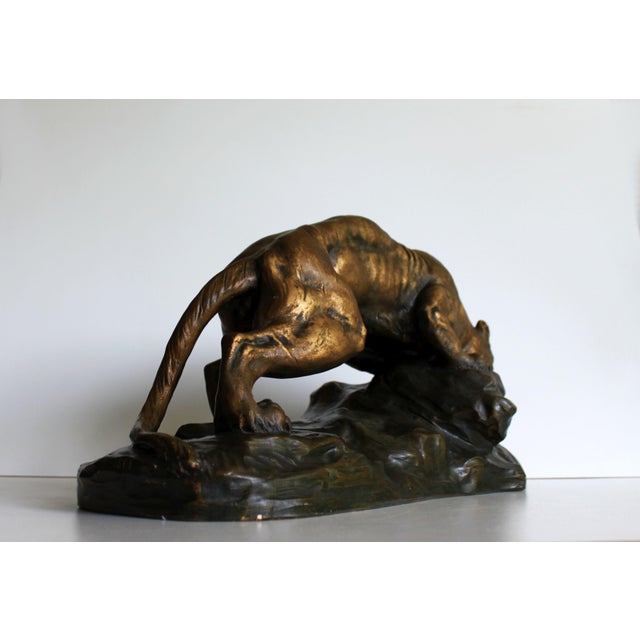 Brown Sculpture of a Terracotta Lioness by Armand Fagotto, 20th Century For Sale - Image 8 of 14