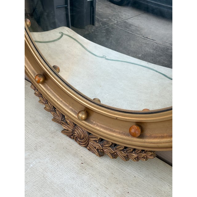 Wood Mid 20th Century American Federal Giltwood Eagle Bullseye Convex Mirror For Sale - Image 7 of 11