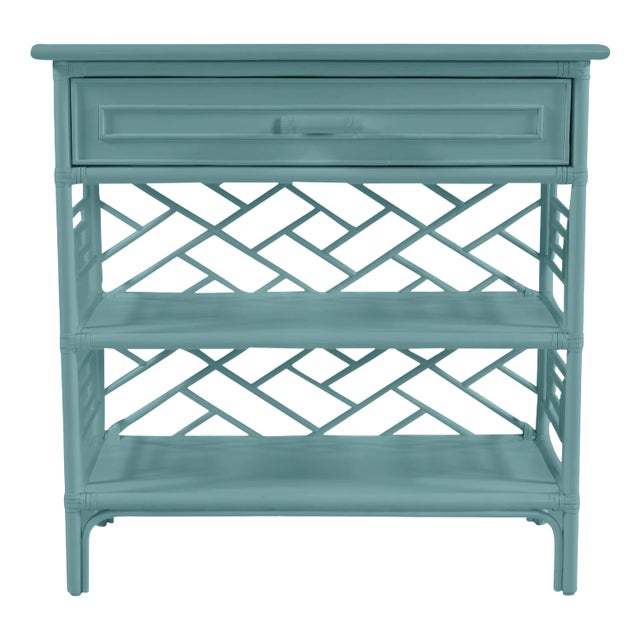 David Francis Furniture for Chairish Chippendale End Table, Aegean Teal For Sale
