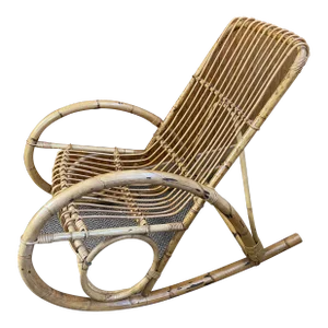 1970s Franco Albini Style Bamboo Rocking Chair