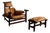 Set of Jangada Lounge Chair and Ottoman in Cognac Leather by Jean Gillon, Brazil, 1960s For Sale